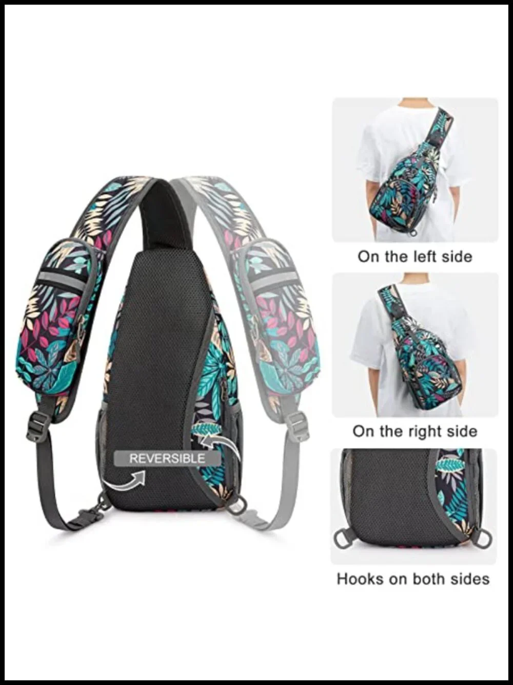 RFID Sling Bag Crossbody Backpack Hiking Outdoor Water Resistant Polyester